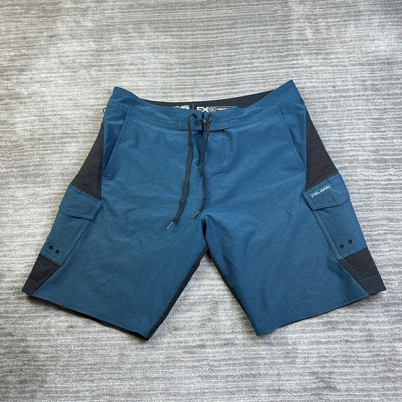 Pelagic Shorts Mens 38 FX90 Tactical Fishing Blue Cargo Board Swim Trunks